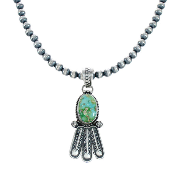 Navajo Turquoise Sterling Silver Old Pawn Bead Necklace SN20311